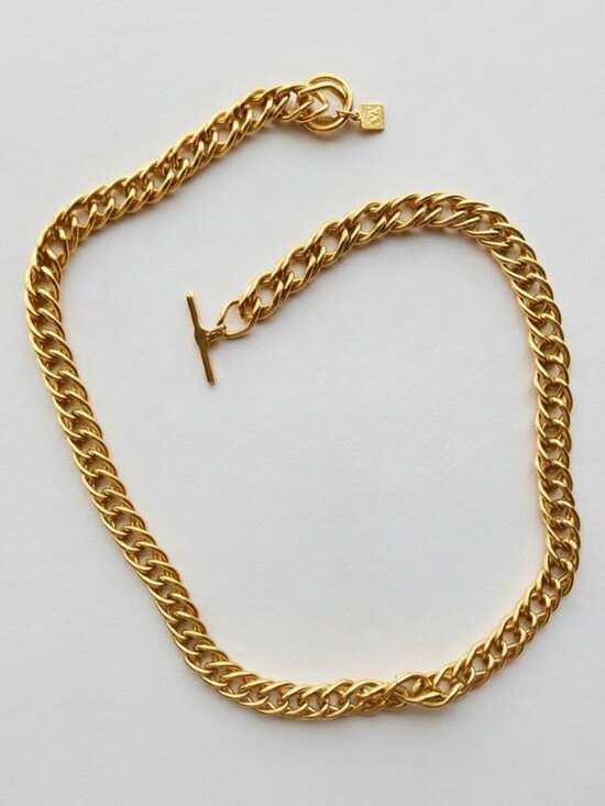 Anne Klein Jewelry - Vintage Anne Klein Chunky Gold Tone Chain Necklace 24" T-Bar Clasp